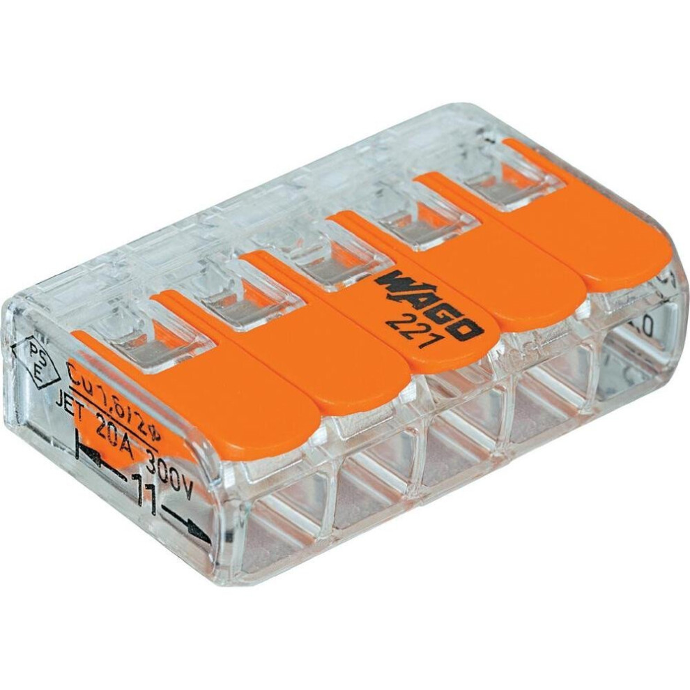 Wago 221-415 Lever-Nuts 5 Conductor Compact Connectors 10 Pk 611359336346