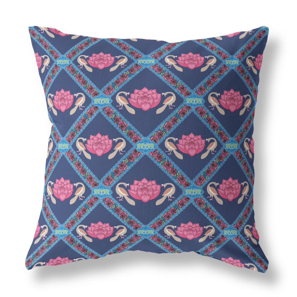 Almohada Cerrada Y Soplada De Gamuza Lotus Peacock Rose En Color Rosa Ndigo-image