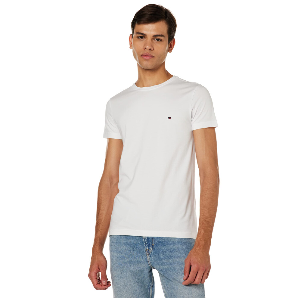 Tommy Hilfiger Men's Slim Fit Stretch Logo T-Shirt  White  M