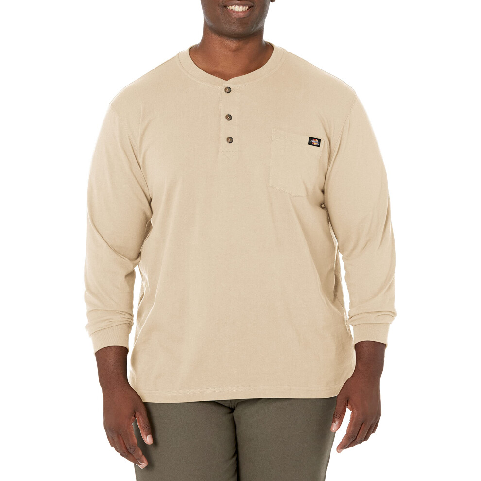 Dickies Mens Long Sleeve Heavyweight Henley  Desert Sand  2T