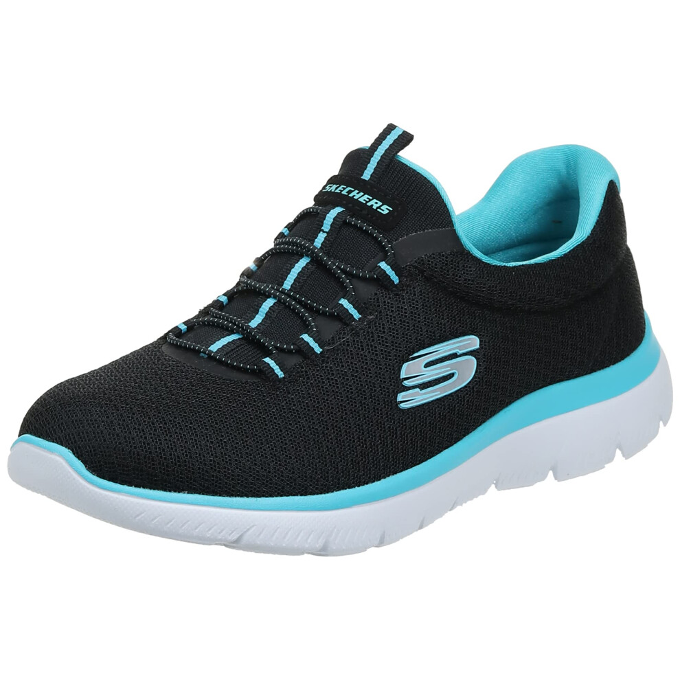 Skechers Sport Women's Summits Sneaker black/turquoise 8 W US