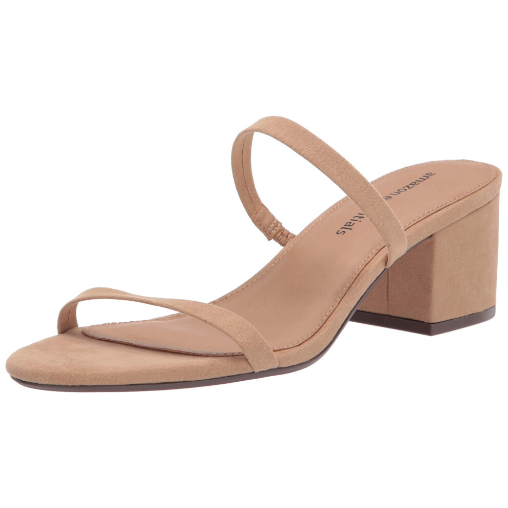 Amazon Essentials Womens Thin Two Strap Heeled Slide  Tan  65