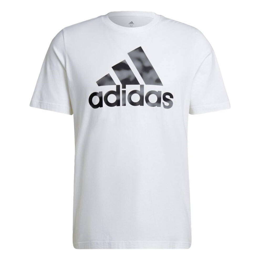 adidas Men's Essentials Camouflage Printed Tee  White  Medium