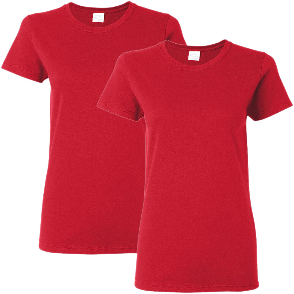 Gildan Women's Heavy Cotton Adult T-Shirt  2-Pack  Red  Small