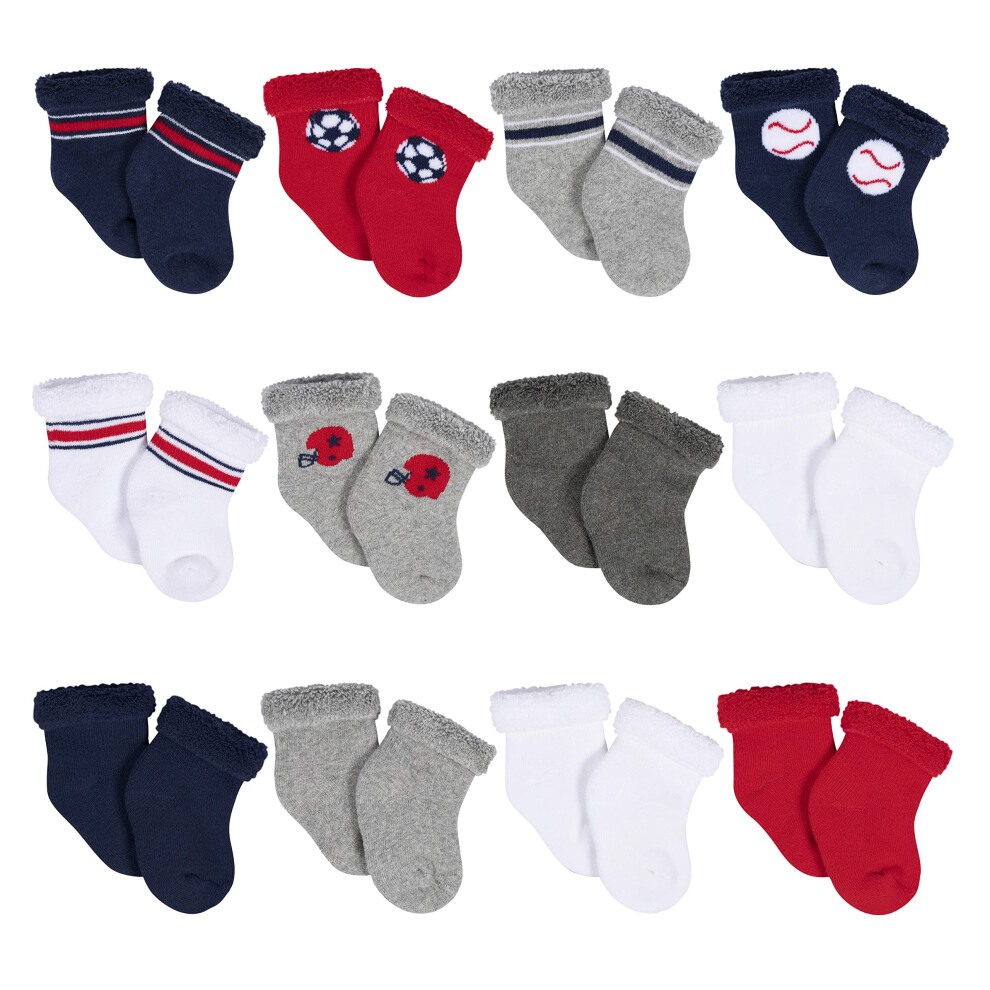 gerber Unisex Baby 12-Pair Sock Bundle Sports Blue 0-3 Months