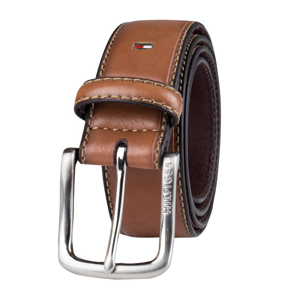 Tommy Hilfiger  Harness Buckle 35mm Stiched Edge Belt (Men) Tan 44