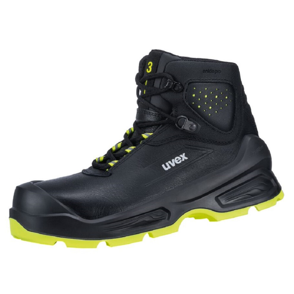 (Black/Yellow, 10 UK) uvex 3 Safety Boots S3 100% Metal-Free ESD Rated