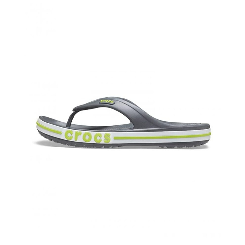 Crocs 205393-0GX Bayaband Flip Flops Slate Grey/Lime Size M12