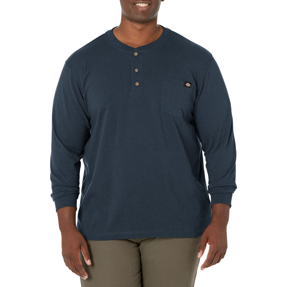 Dickies Mens Long Sleeve Heavyweight Henley  Dark Navy  Large