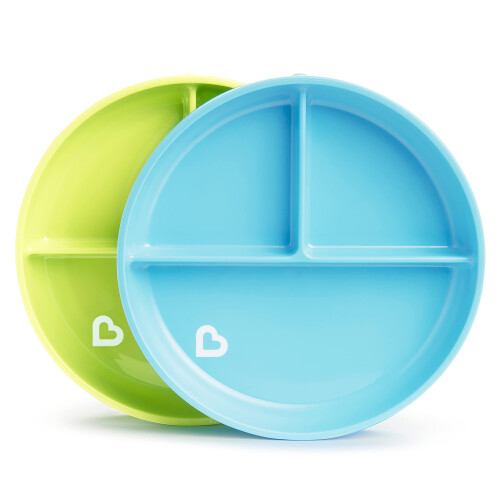 Munchkin Munchkin? Resta fermo? Piattini per bambini con ventosa divisibile blu/verde