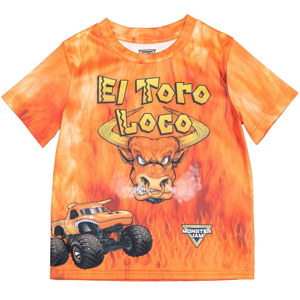 Monster Jam El Toro Loco Big Boys graphic T-Shirt Orange 10-12