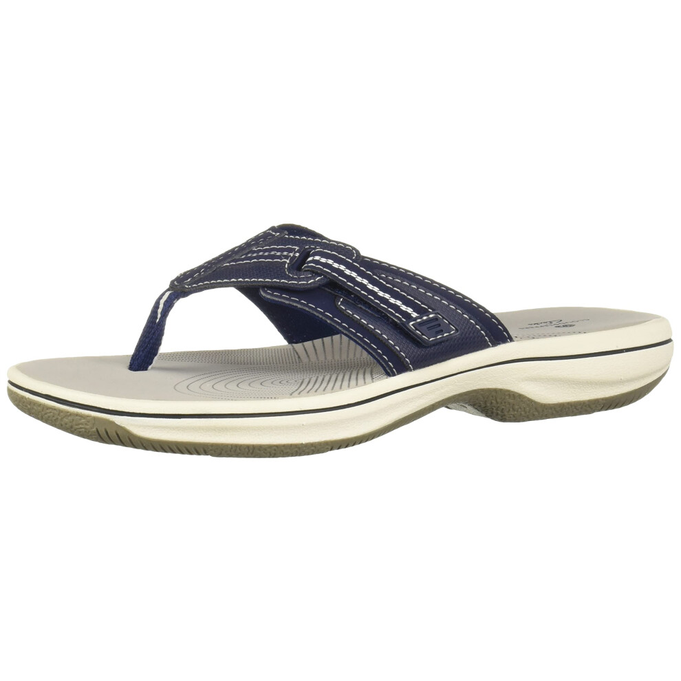 Clarks Women's Brinkley Jazz Flip Flop  Navy Synthetic  8 M US