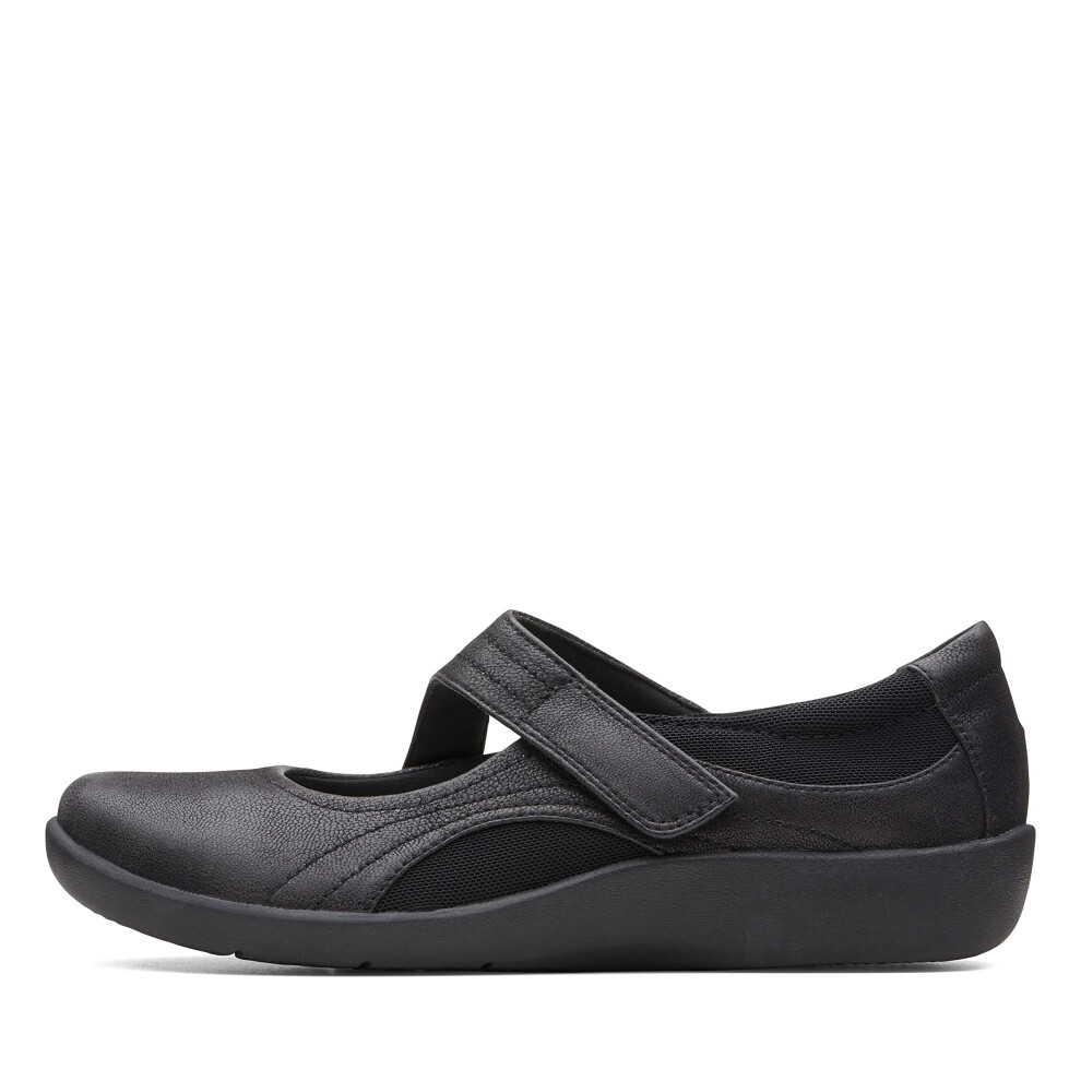 Clarks womens Sillian Bella Mary Jane Flat  Black  7.5 Wide US