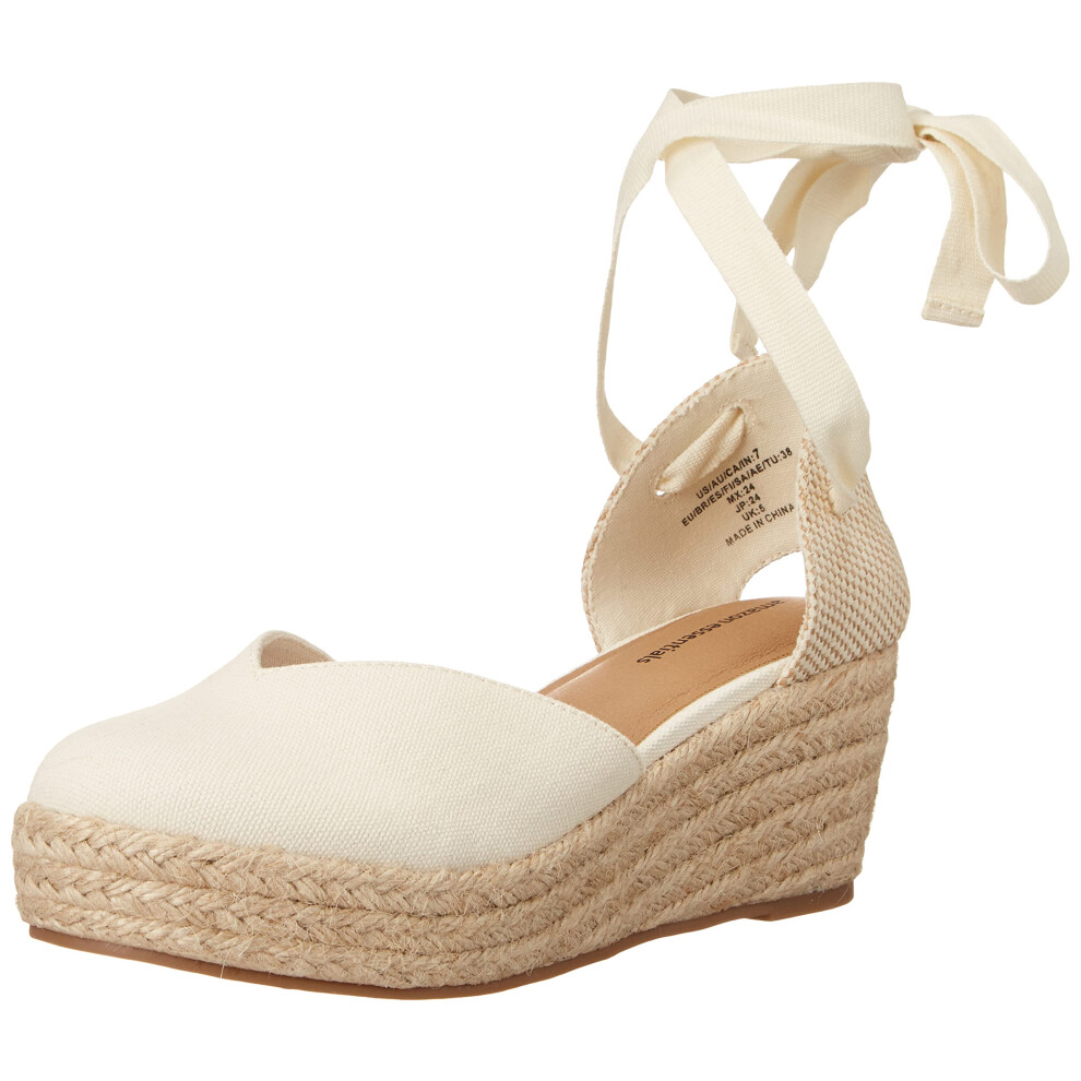 Amazon Essentials Women's Mid Wedge Espadrille  Light Beige  8