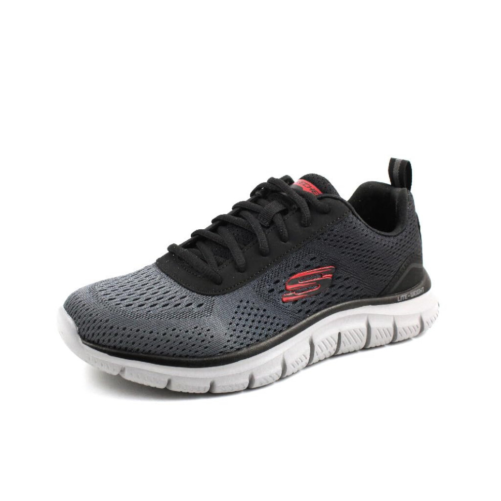 Skechers Men's Walking Sneaker  Black Mesh Charcoal Trim  11.5