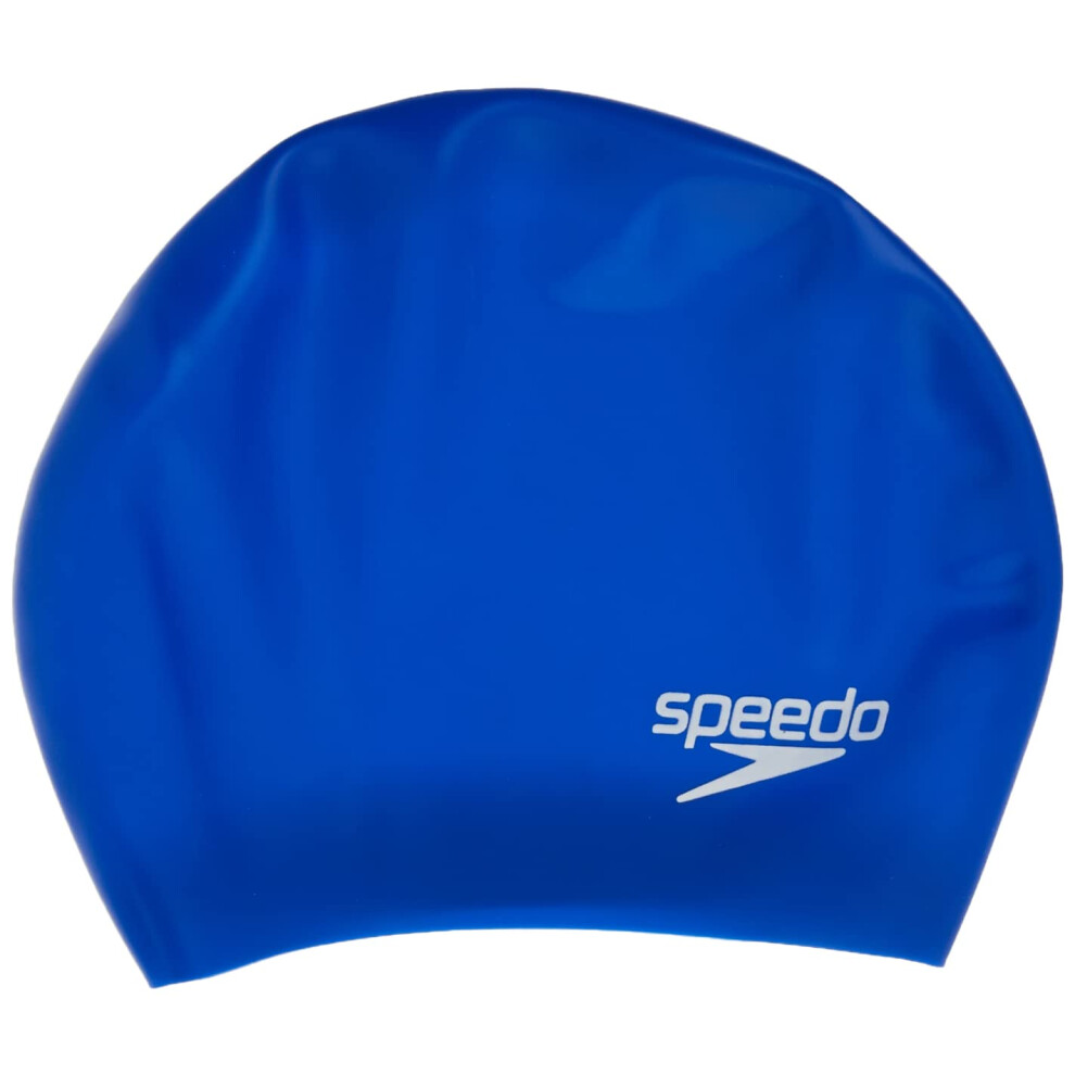 Speedo Unisex-Adult Swim Cap Silicone Long Hair Blue  One Size