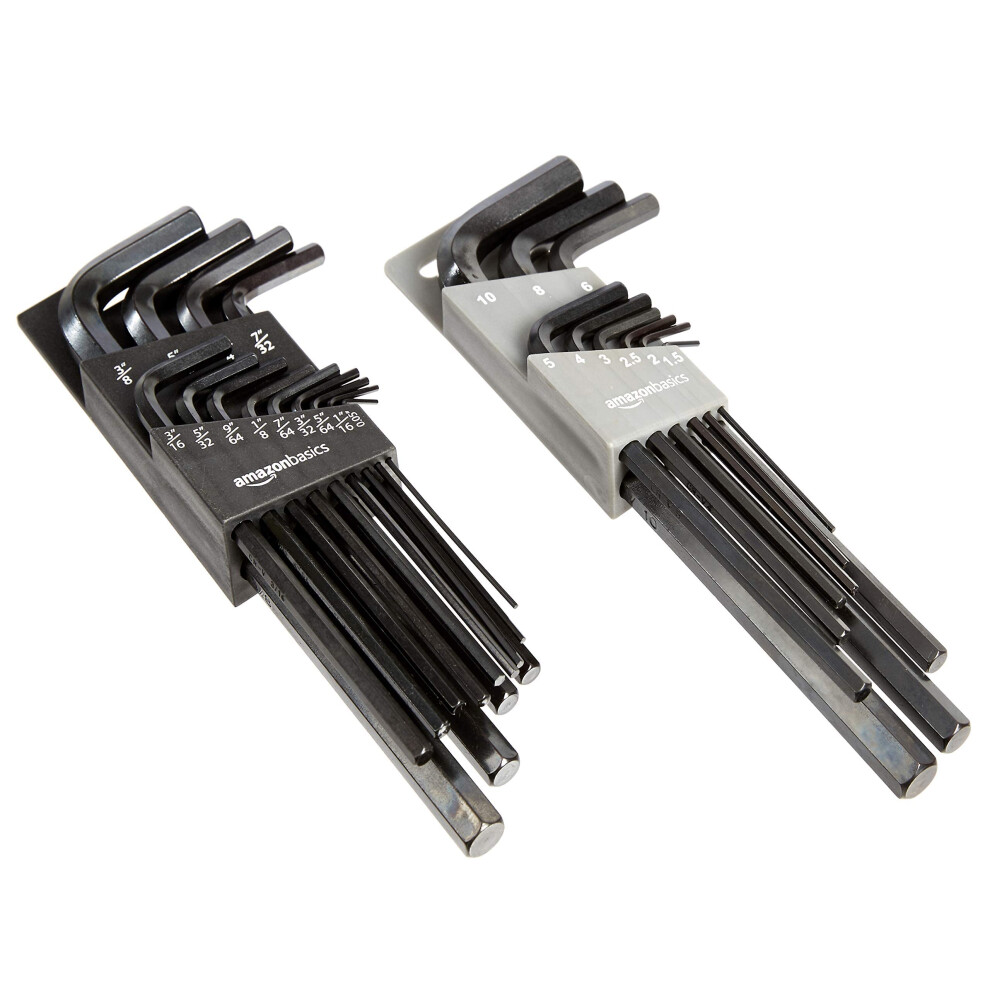 Amazon Basics 22-Piece Long Arm Hex Key Wrench Set - SAEMetric