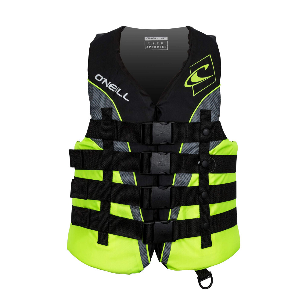 O'Neill Men's Superlite USCG Life Vest Black/Lime/Smoke:Lime M