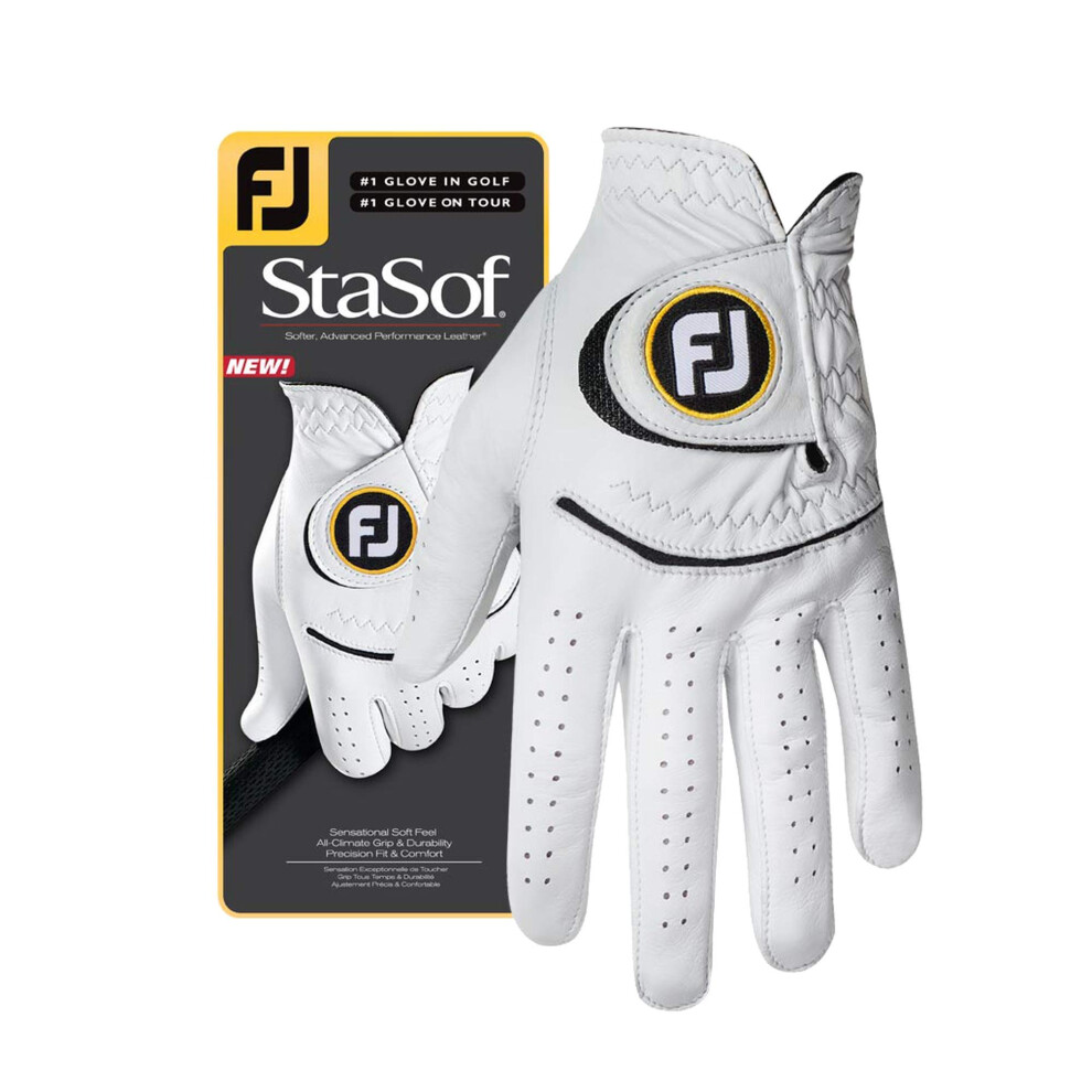 FootJoy Mens StaSof golf glove White Large  Worn on Right Hand