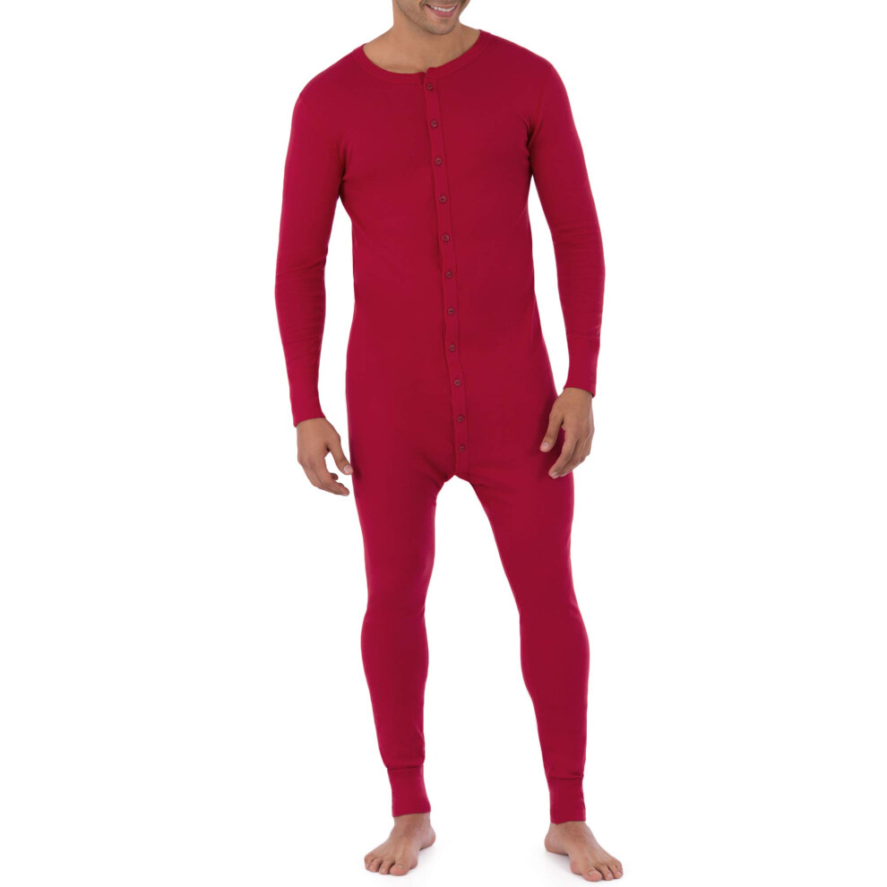 Fruit of the Loom Men's Premium Thermal Union Suit  Red  Large