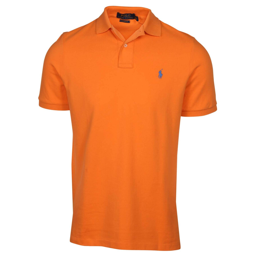 Polo RL Men's Classic Fit Mesh Pony Shirt (Orange 098  Medium)