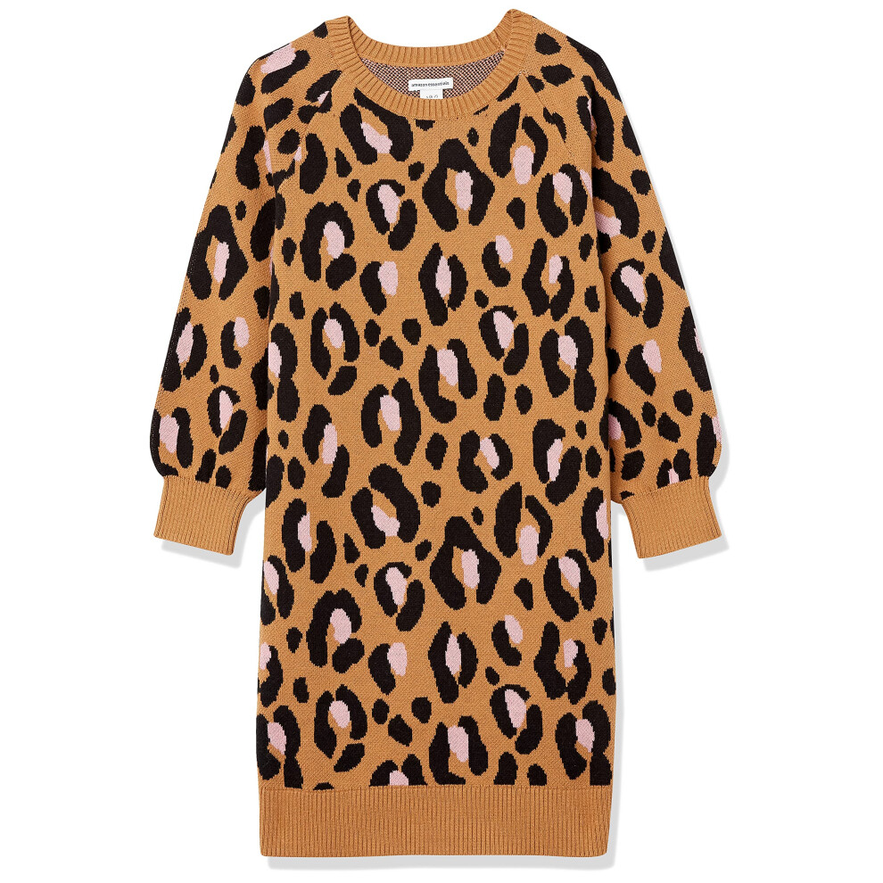 Amazon Essentials girls Raglan Sweater Dress  Leopard  X-Large