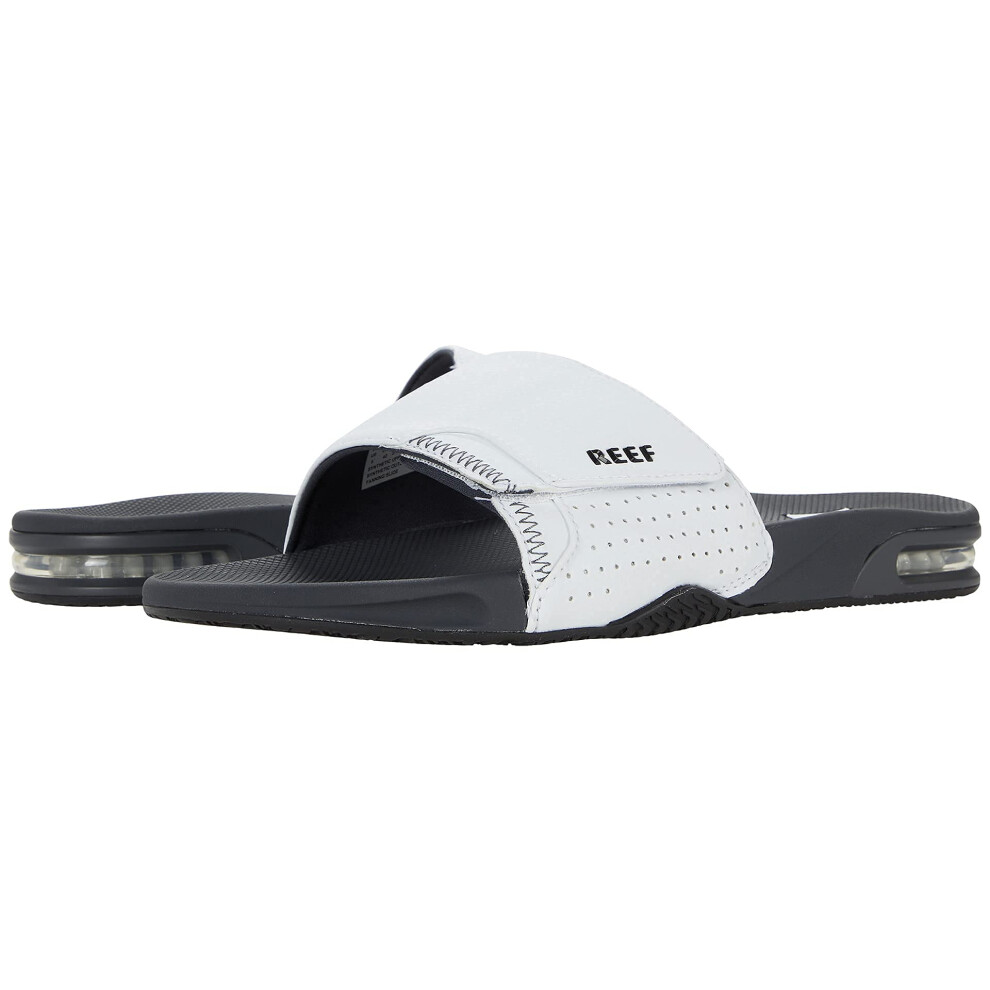 Reef Mens Fanning Slide | Bottle Opener Sandal   Grey/White  7