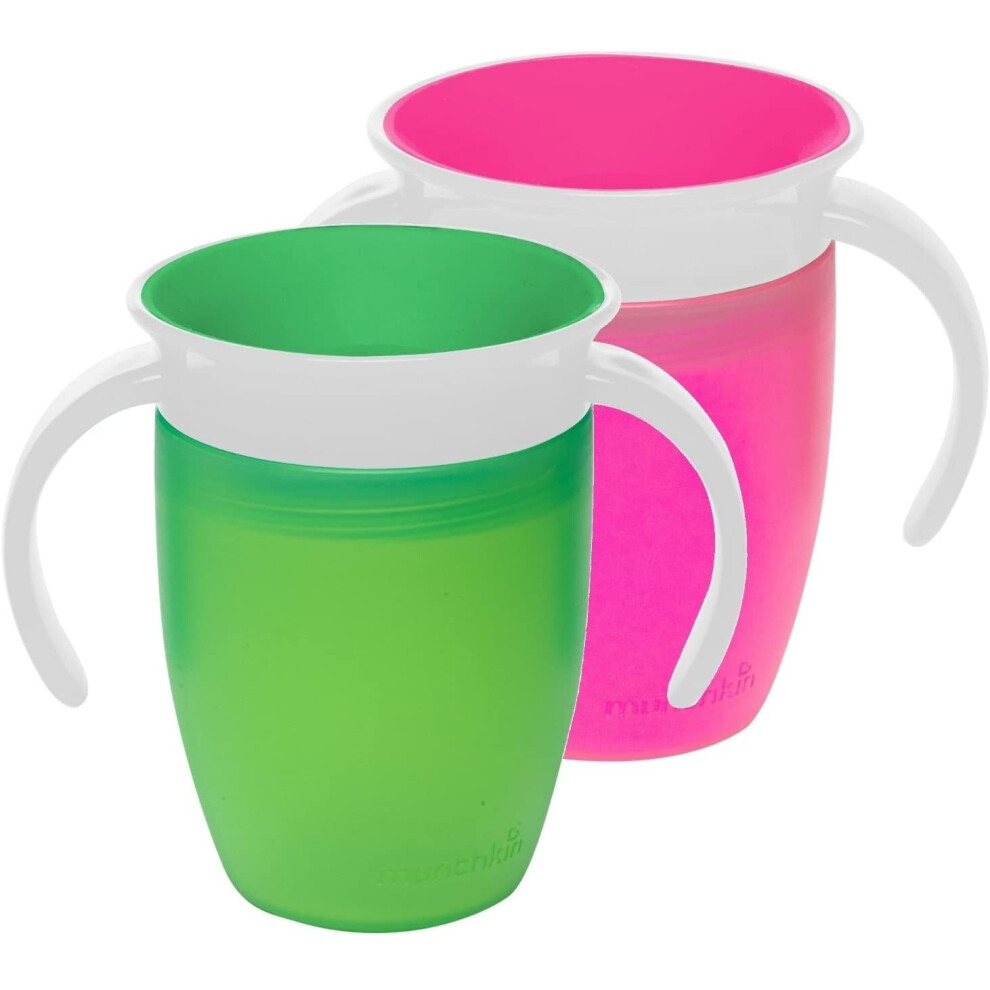 Munchkin Miracle 360 Trainer Cup  Pink/Green  7 Ounce  2 Count