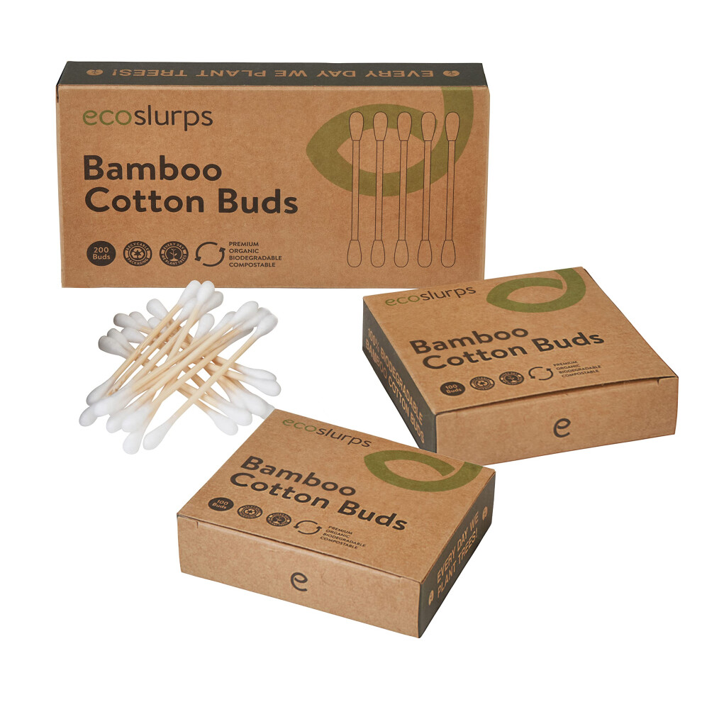 Ecoslurps Bamboo Cotton Buds - Biodegradable Cotton Swabs (200)