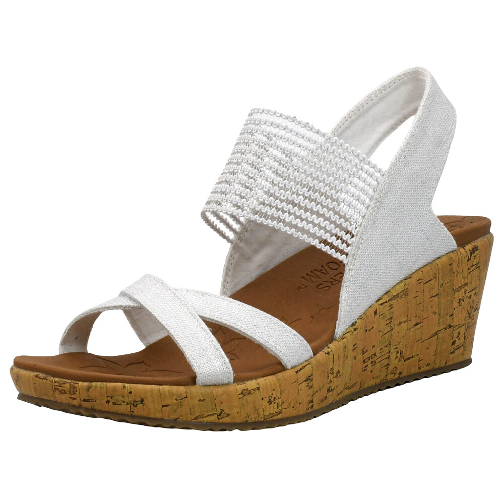 Skechers Womens Beverlee - High Tea Wedge Sandal  White  9 M US