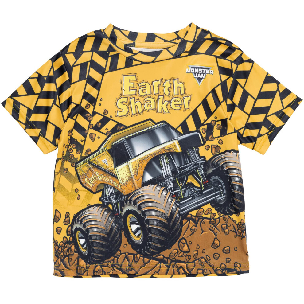 Monster Jam Earth Shaker Toddler Boys graphic T-Shirt Yellow 4T