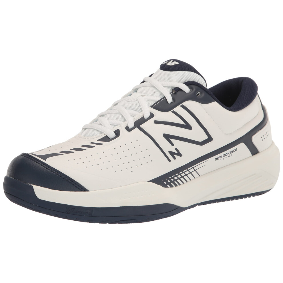 New Balance Men's 696 V5 Hard Court Tennis Shoe  White/Navy  10