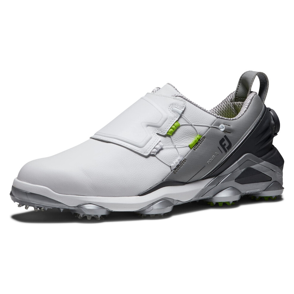 FootJoy Mens Tour Alpha Boa Golf Shoe  White/Grey/Charcoal  9.5