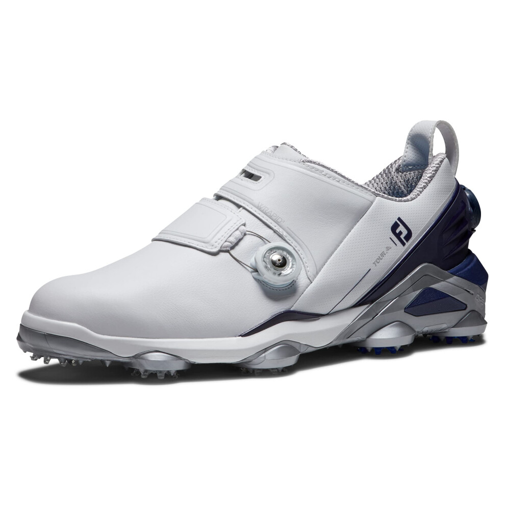 FootJoy Mens Tour Alpha Dual Boa Golf Shoe  White/Navy/Grey  10