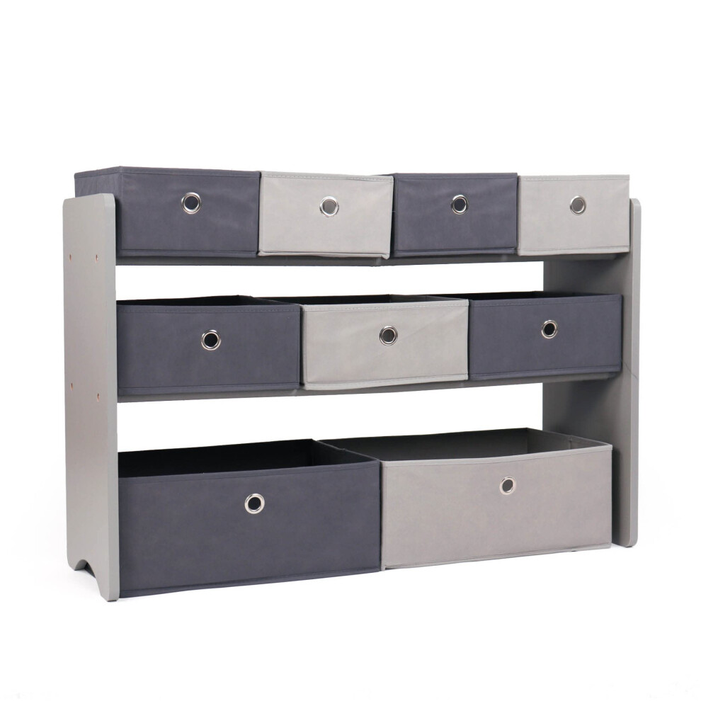 Humble Crew Kids Toy Organizer with 9 Storage Fabric Bins Grey