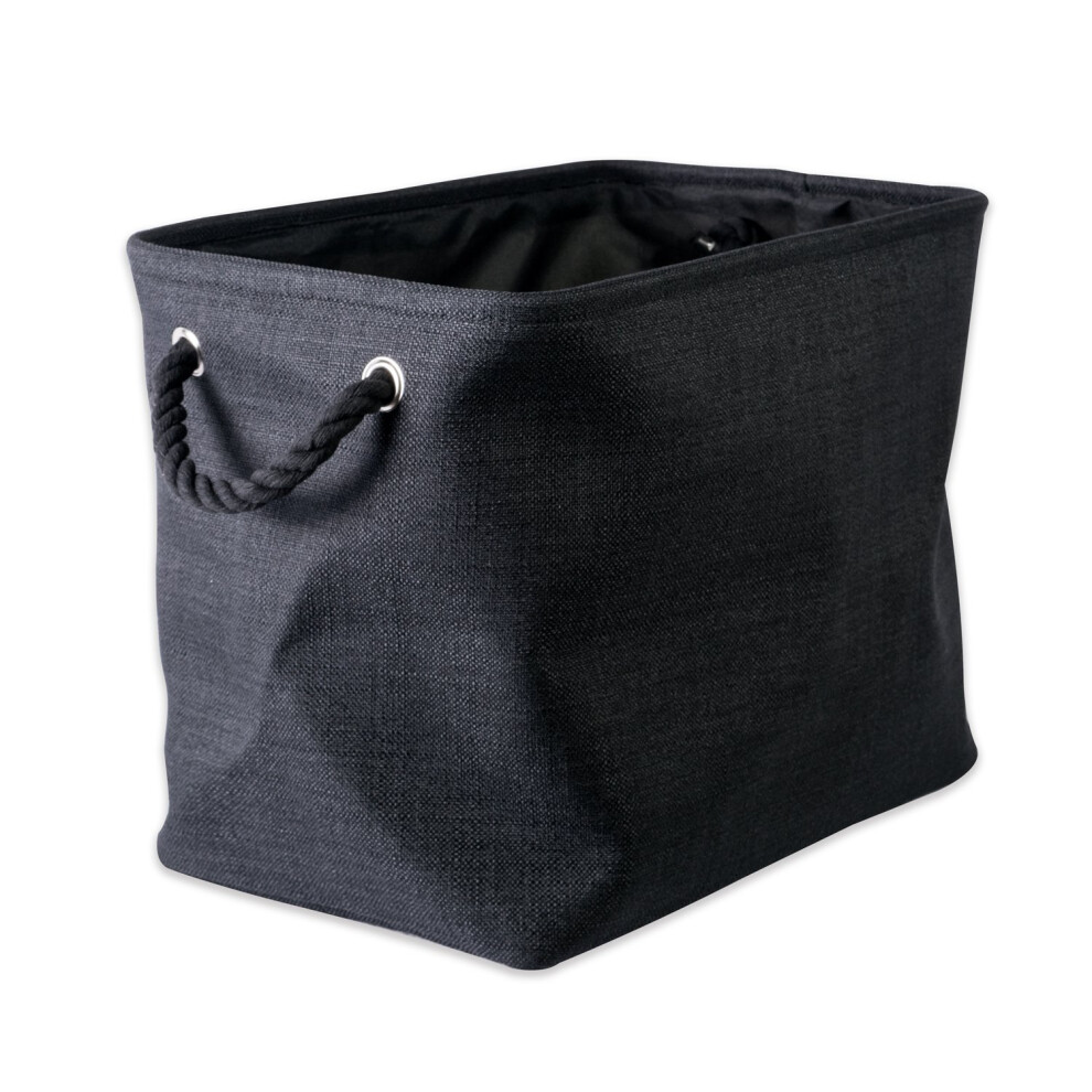 DII Collapsible Variegated Polyester Storage Bin Medium Black