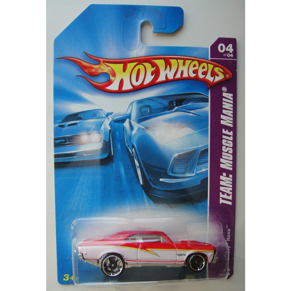 Hot Wheels Team: Muscle Mania 4/4  RED/White Chevy NOVA 136/196