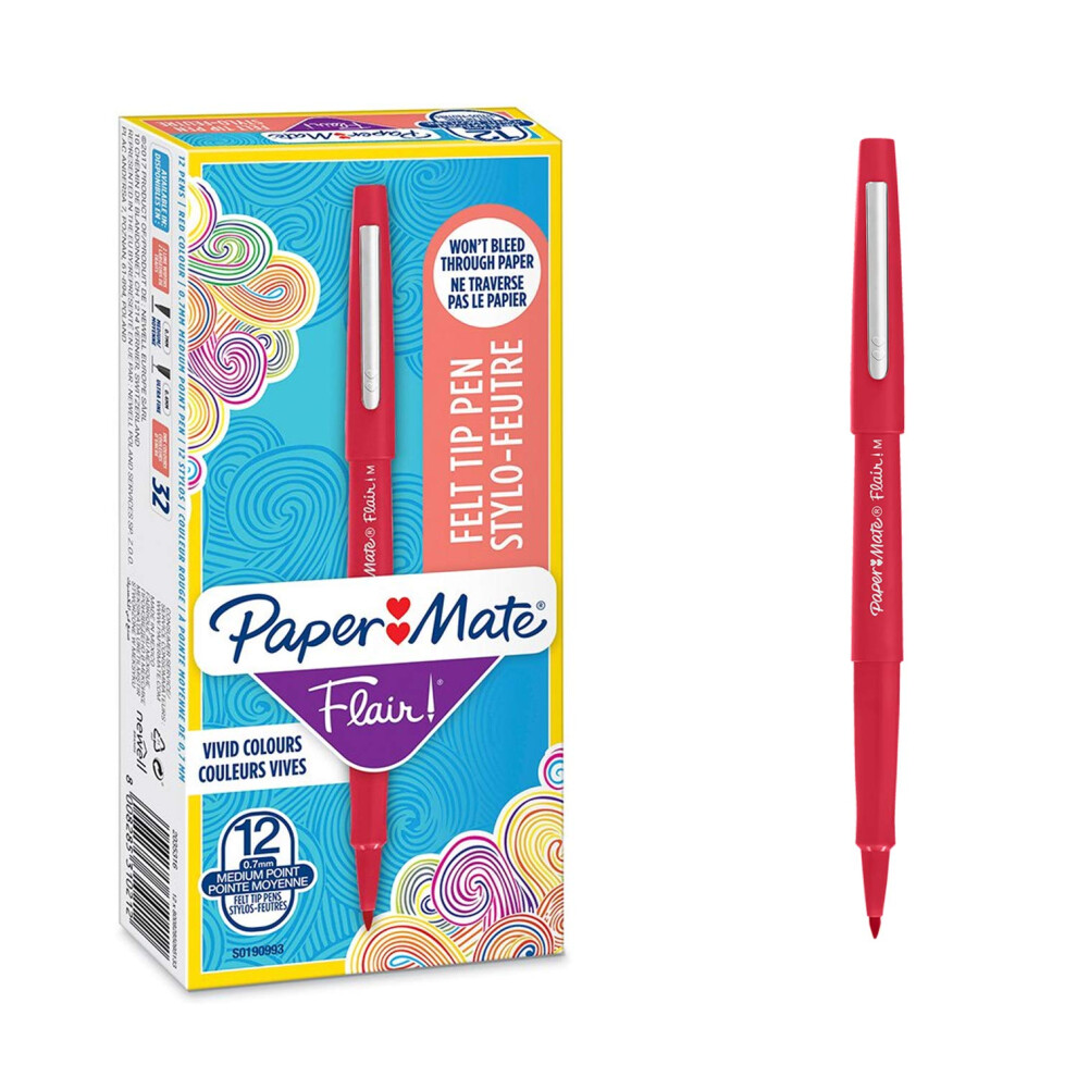 Paper Mate Flair Original Fibre Tip Pen Medium 1.0mm Pack of 12