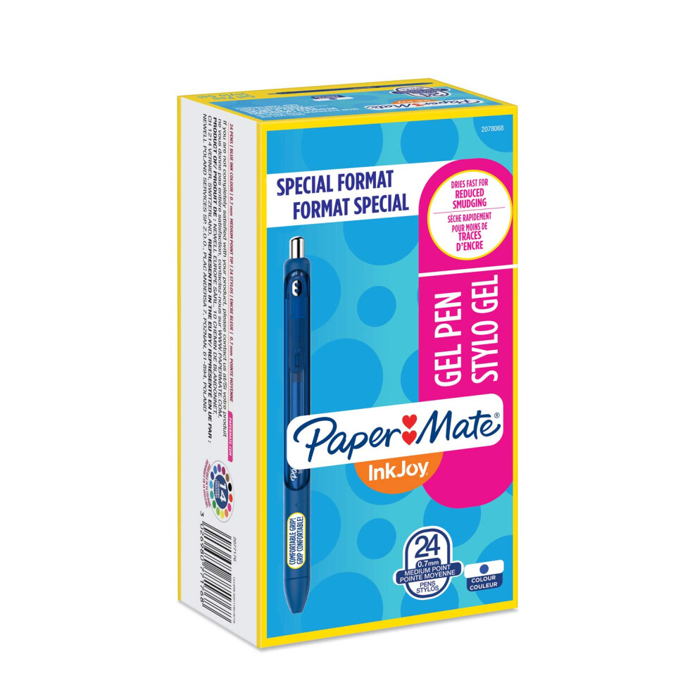 Paper Mate InkJoy gel Pens  Medium Point (07mm)  Blue  24 count