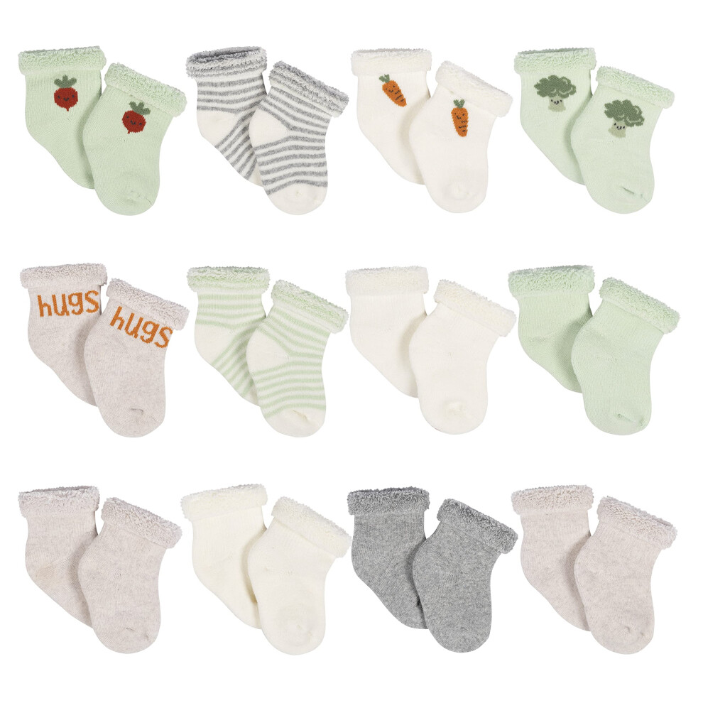 gerber Unisex Baby 12-Pair Sock Bundle Happy Veggies 3-6 Months