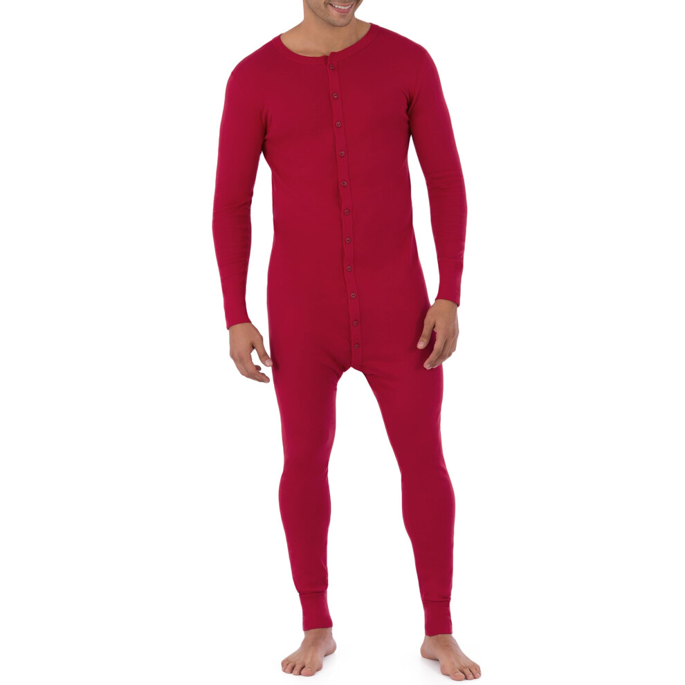 Fruit of the Loom Men's Premium Thermal Union Suit  Red  Medium