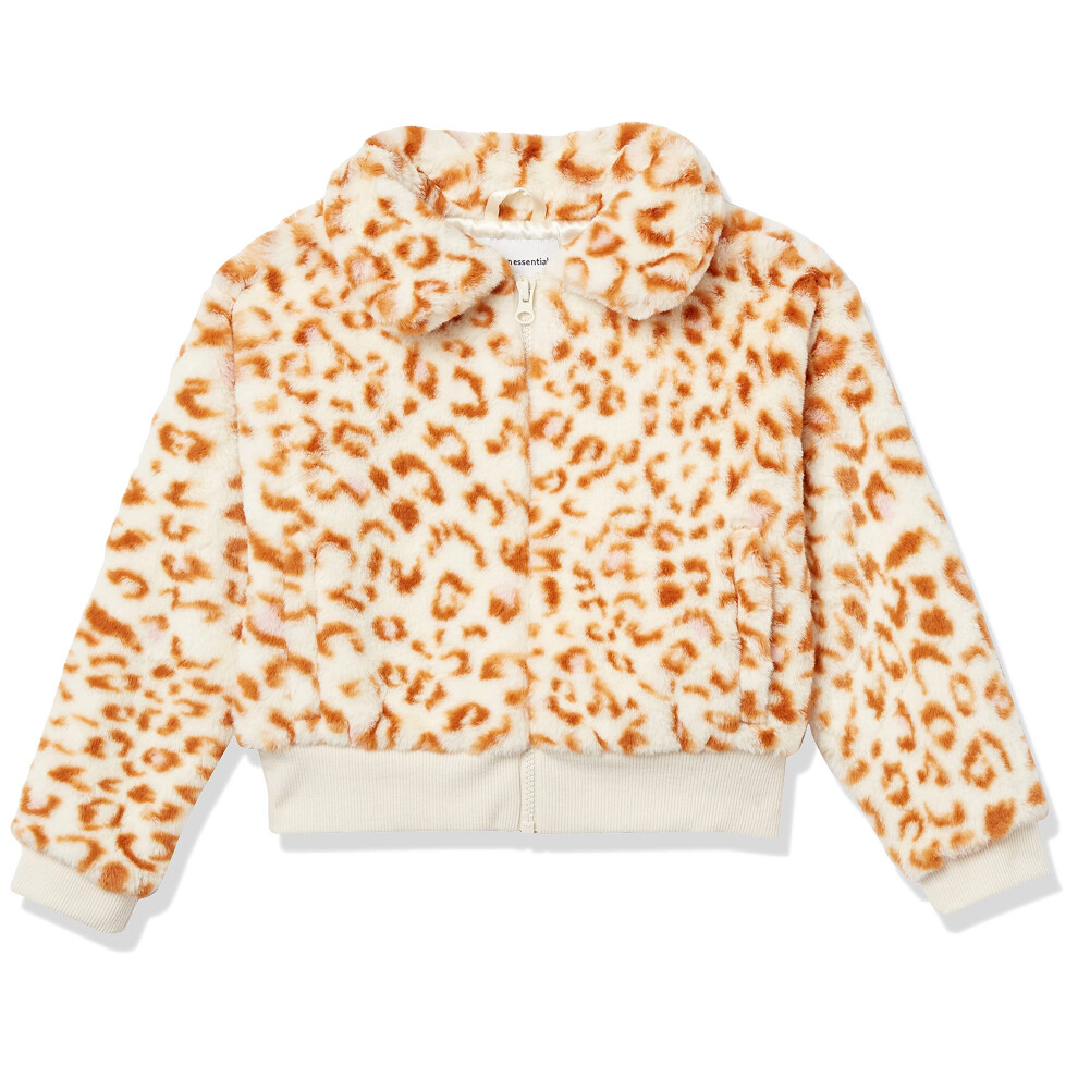 Amazon Essentials Girls' Faux Fur Jacket  Cream Leopard  Medium