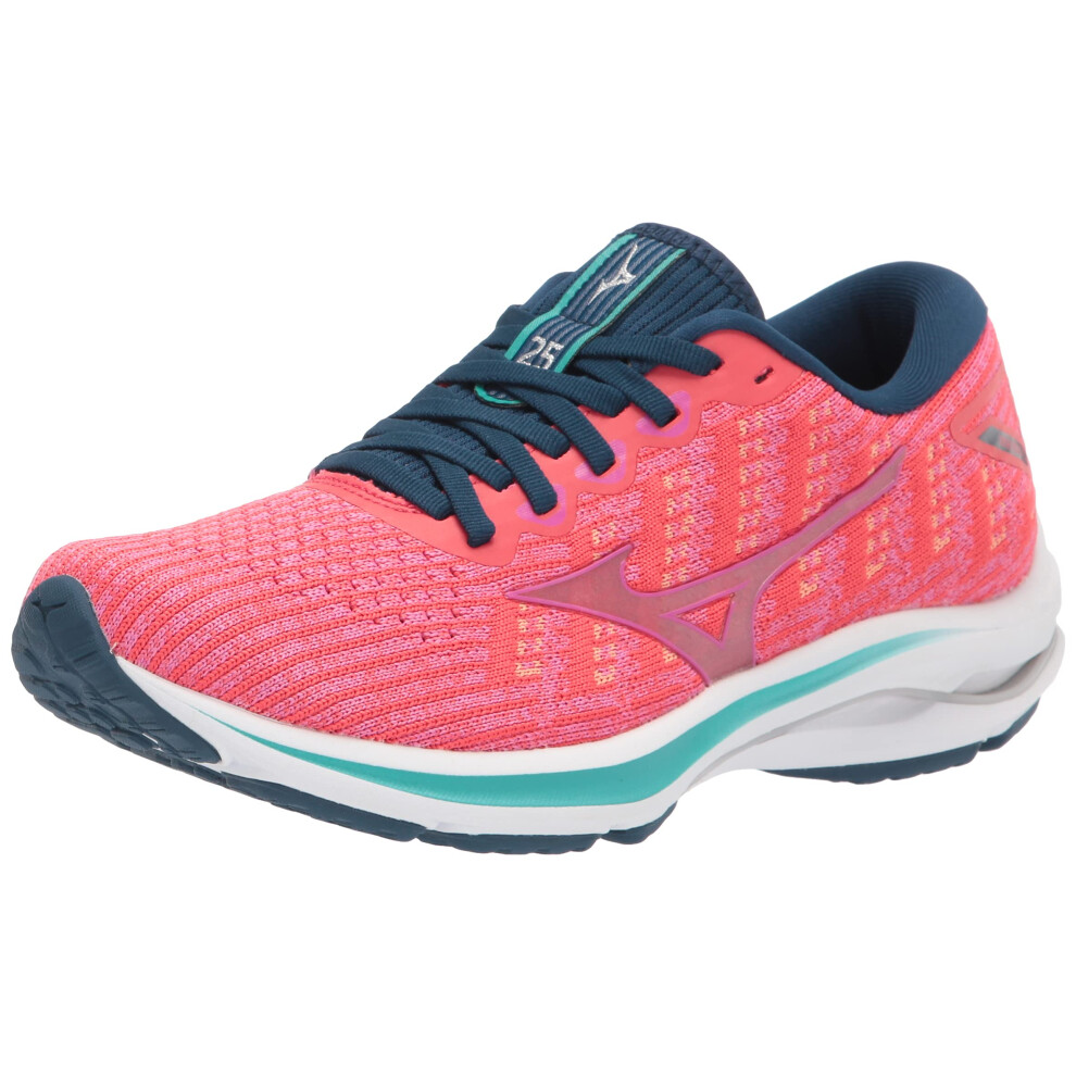 Mizuno Womens Wave Rider 25 Running Shoe  cayenne-Phlox Pink  8