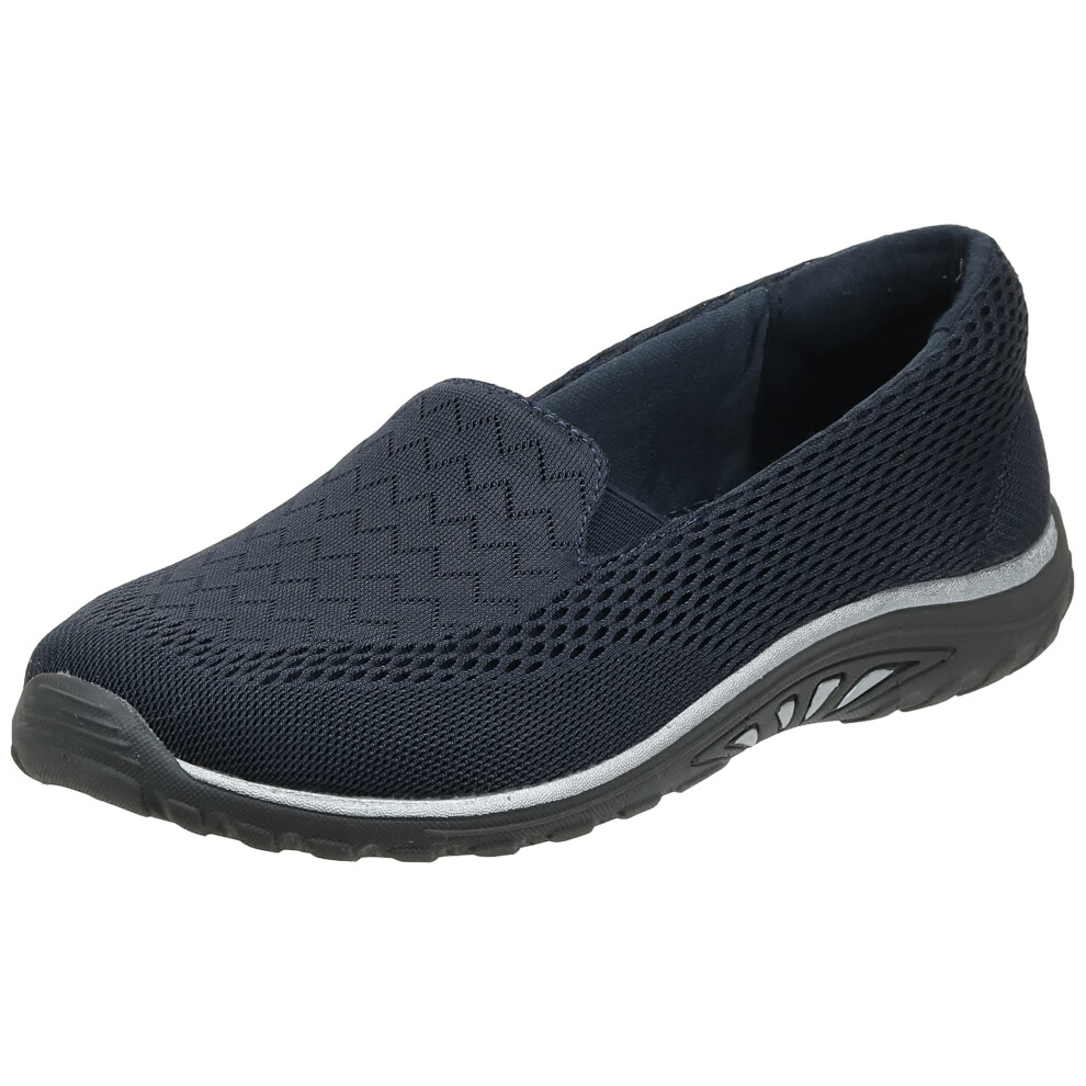 Skechers Women's Reggae Fest-Willows Loafer Flat  Navy  10 Wide