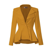 Hybrid & Company Blazer da ufficio con revers a doppia tacca da donna JK43864 1073T Senape 2X