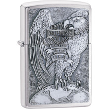200HD.H231 - Accendino Zippo HD cromato spazzolato prodotto negli Stati Uniti Eagle