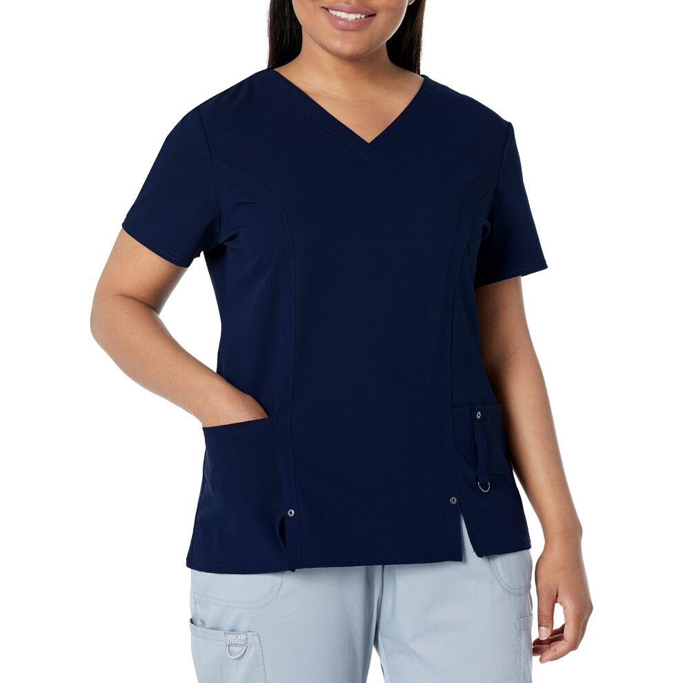 Dickies Womens Xtreme Stretch V-Neck Scrubs Shirt  D-Navy  Large