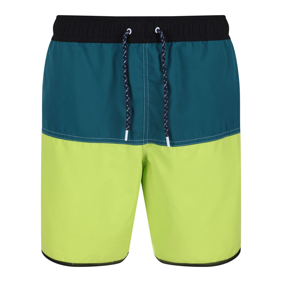 (S, Bright Kiwi/Pacific Green) Regatta Mens Benicio Swim Shorts