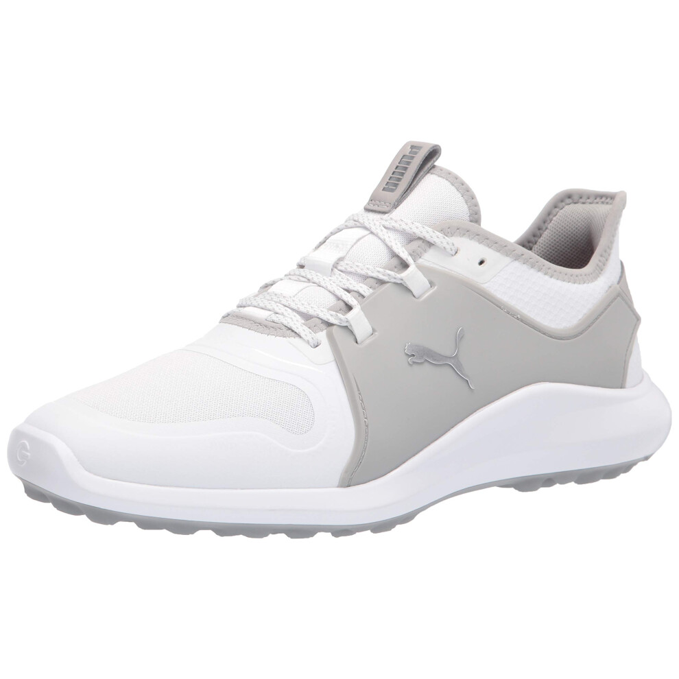 PUMA Men's Ignite Fasten8 Golf Shoe  White Silver-High Rise  8.5