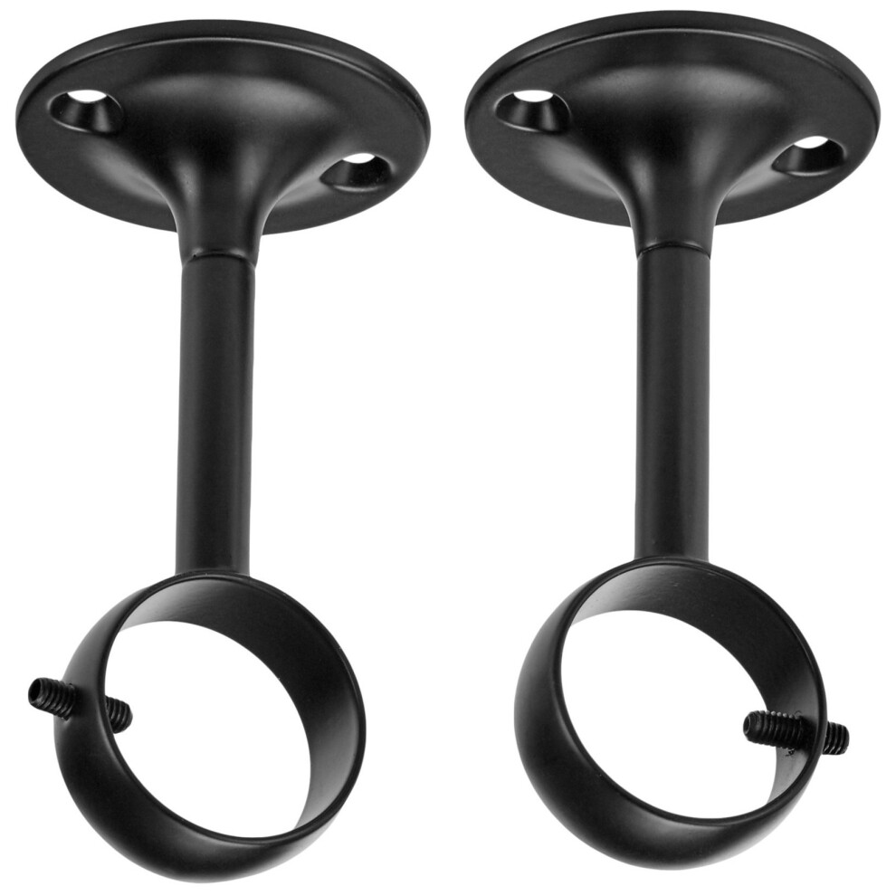 Amazon Basics Curtain Rod Ceiling-Mount Bracket  Set of 2  Black